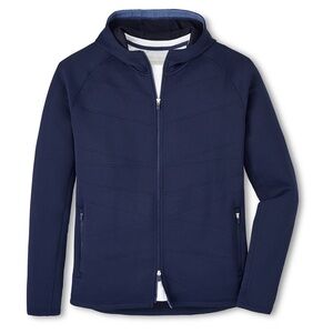 Peter Millar Navy Blue Orion Performance Quilted Hoodie Golf Sweatshirt
